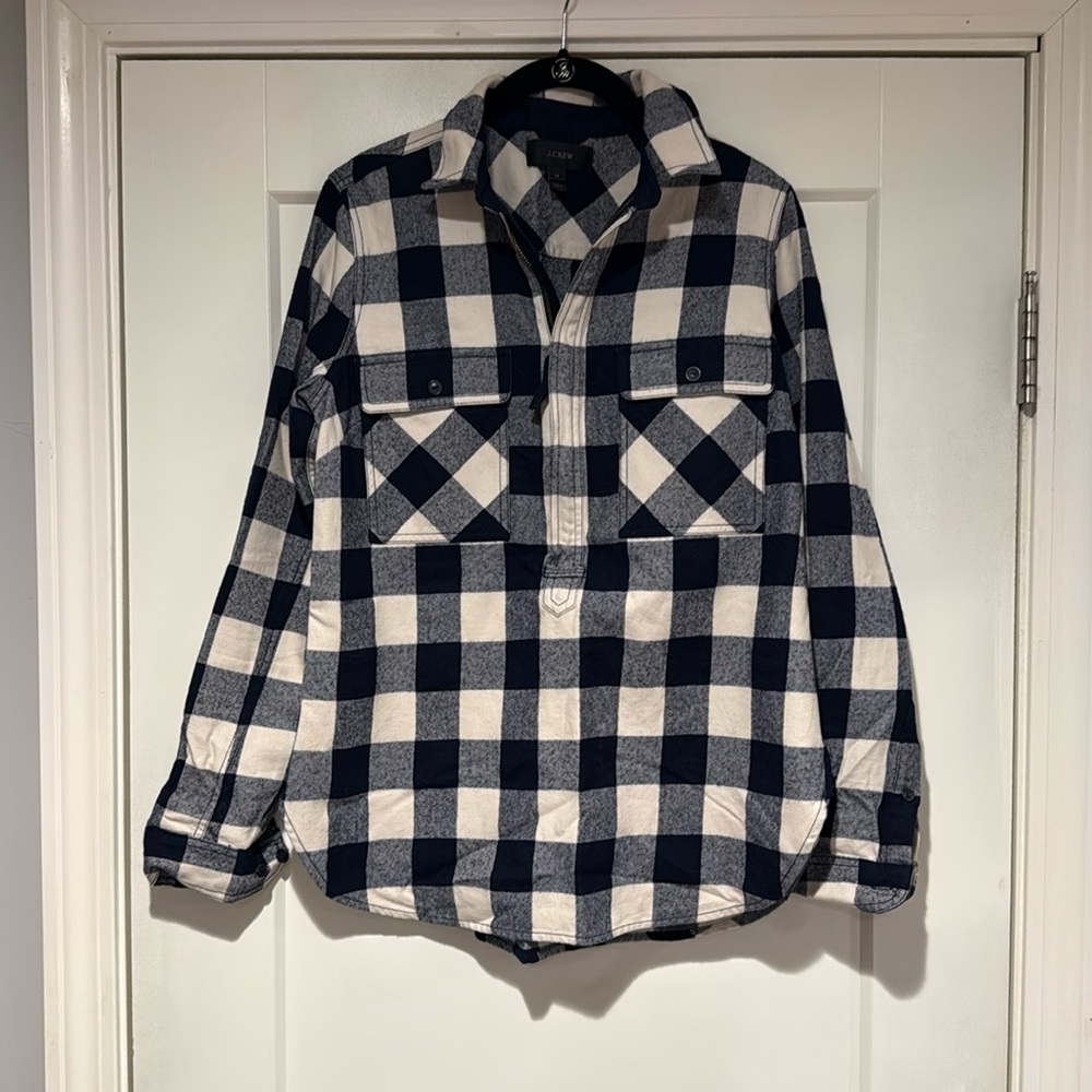 JCrew half zip wool buffalo check jacket size XS